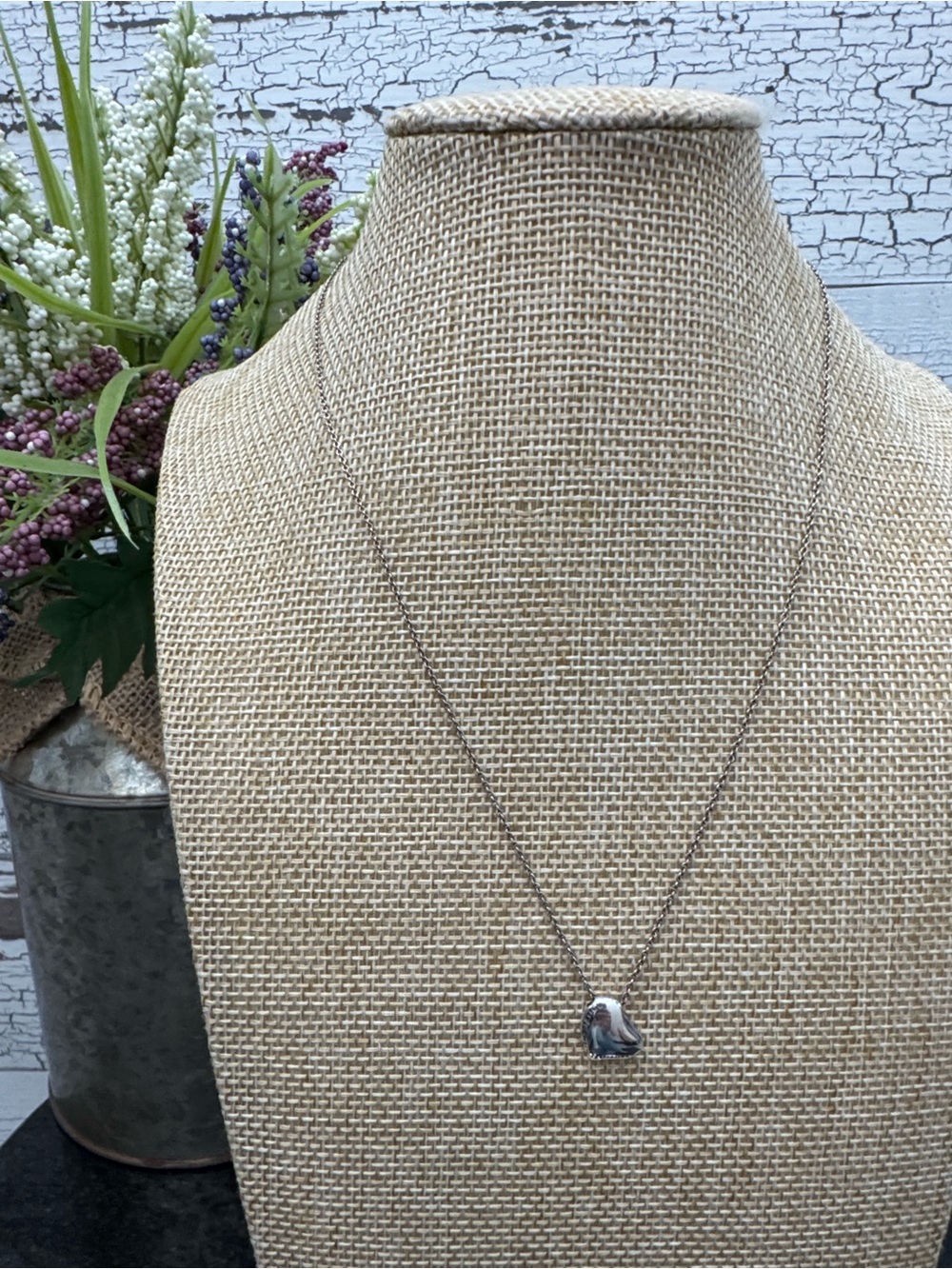 Tiffany & Co. Elsa Peretti Sterling Silver Wave Heart Charm Necklace